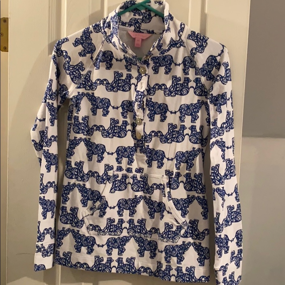 Lilly Pulitzer EUC white and navy elephant popover